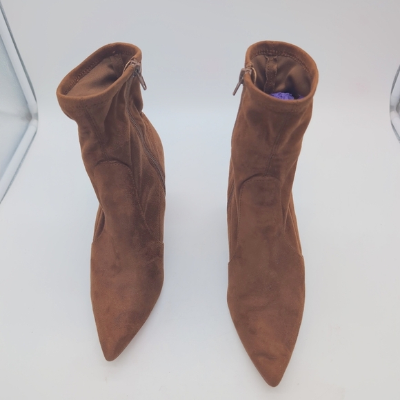 Steve Madden Sz 9 Brown Fabric Suede Ankle Boots Hayes - Picture 4 of 10